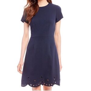 Eliza J Black Eyelet Embroidered Scallop Hem Dress
